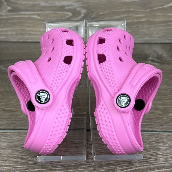 Crocs Classic Toddler Girl Sz 3 Pink Rubber Slip On Comfort Clogs Sandals - Picture 10 of 10